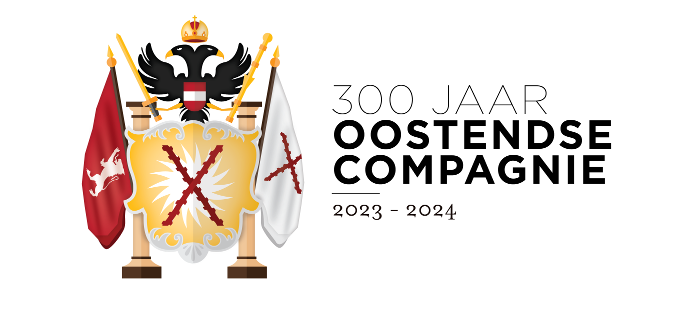 Logo van de herdenking van de Oostendse Compagnie met de datum 2023-2024